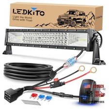 22 Led Light Bar Off-road Driving Ledkito 22hm Light Bar White-rocker Rh