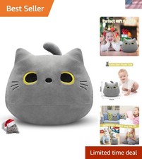 Cute Gray Cat Plush Pillow - Ideal Gift for Birthdays and Home Decoration