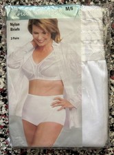 NEW Vintage Underscore JCPenney Nylon Panties Brief Granny WHITE 3Pack Medium 6