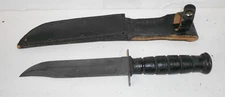USGI Ontario Issued Combat KNIFE w/black leather sheath Parkerized Free Shipping