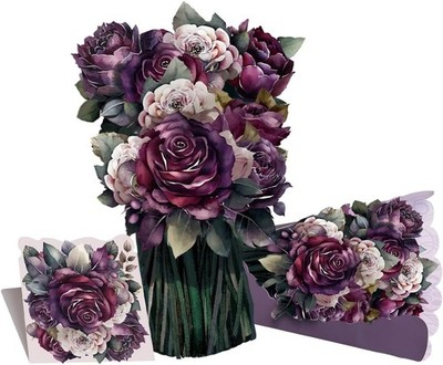 Pop Up Cards,Purple Rambler Bouquet Greeting Cards - 12 inches 3D Popup Blossom