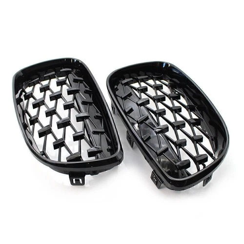 For BMW E81 E82 E87 E88 ABS 2Pcs Chrome+Black Diamond Style Front Bumper Grille - Picture 12 of 18