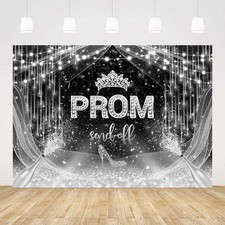 7x5ft Prom 2026 Backdrop Silver and Black Prom Send Off Photography Background..