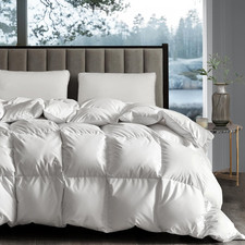 Luxury White Goose Down Fiber Queen Comforter - Extra Warmth  Hypoallergenic