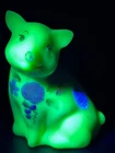 Fenton Glass Uranium 2005 Burmese Anniversary Messenger Pig #27 Strong Glow NOS