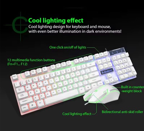 KM320 RGB Backlit Gaming Keyboard and Mouse Combo Waterproof USB for PC Laptop - Picture 4 of 6