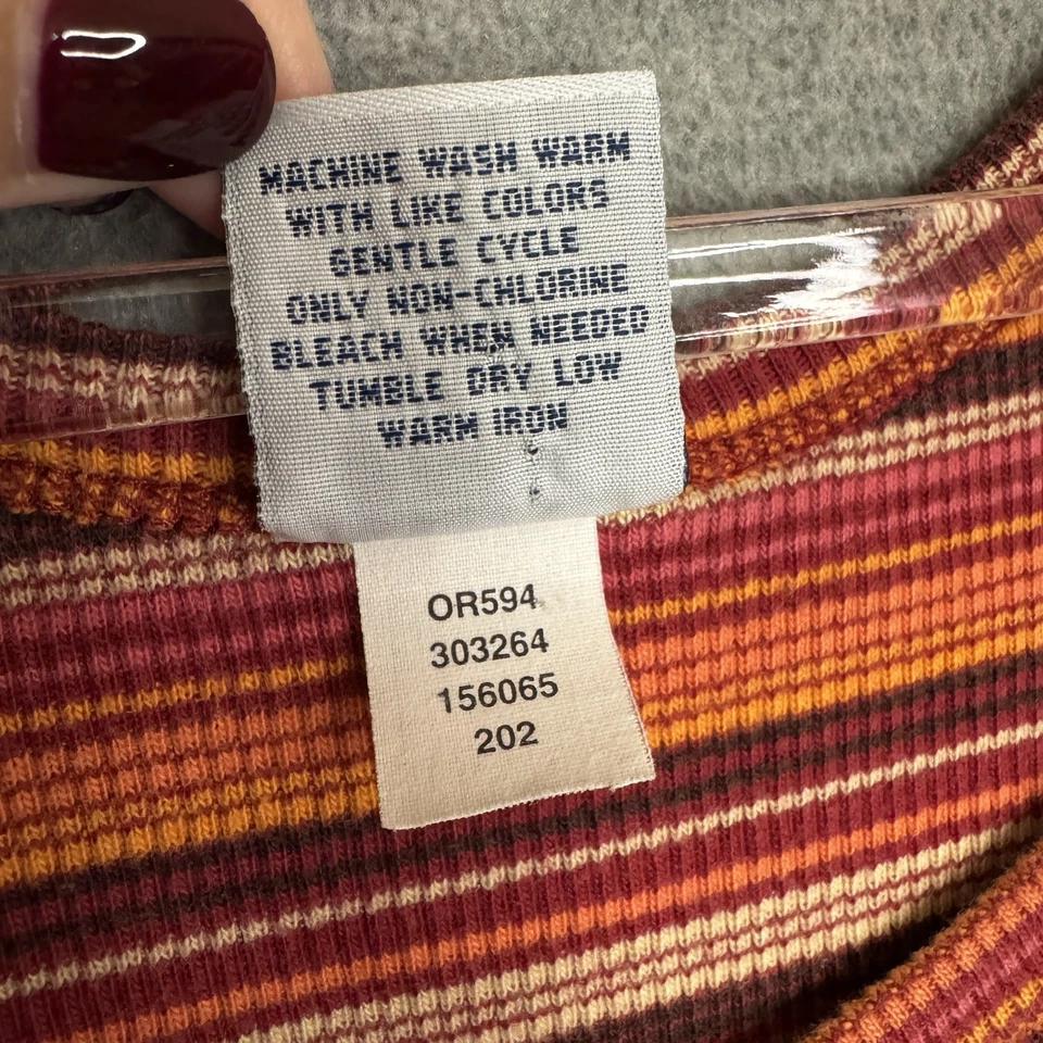 Camiseta sin mangas vintage Old Navy para mujer Y2K de punto acanalado talla L a rayas rojo naranja Foto 4 de 4