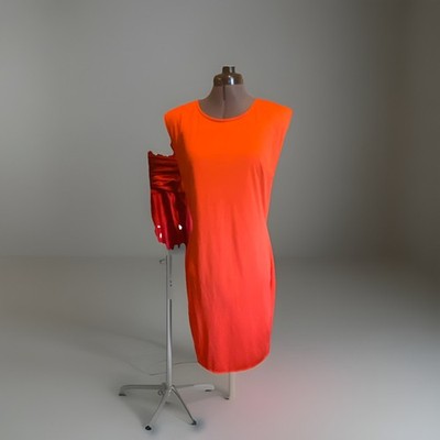 Women's Red Sleeveless Sheath Dress Beaded Open Back Knee Length