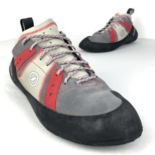 Scarpa Helix Rock Climbing Shoes Men’s 12.5 Suede Leather Grey Red Lace Up
