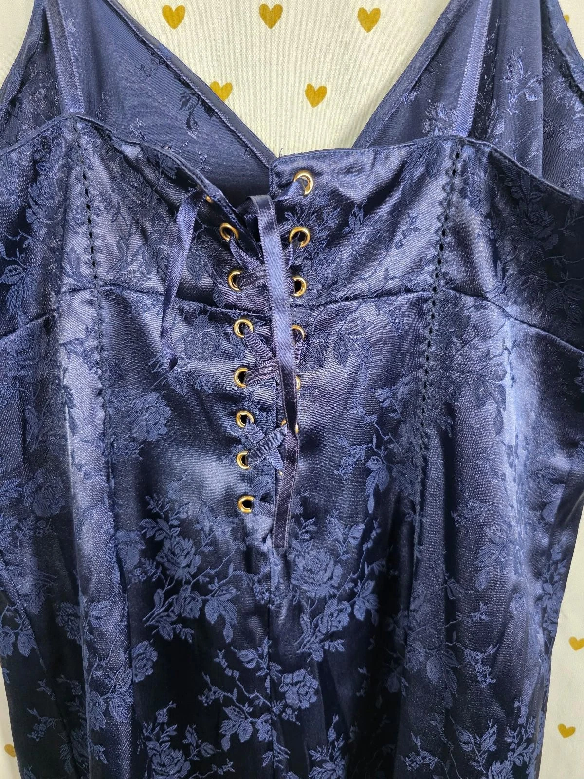 UNDERCOVER Victoria's secret vintage anni 90 corsetto pizzo camicia da notte blu abito da notte piccolo