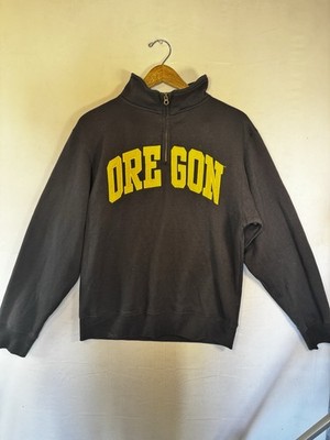 Oregon Yellow Letter Quarter Zip Black Sweater Pullover Small