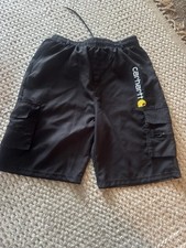 Carhartt Black Shorts Youth Size L Pull On Drawstrings Has a hole in left pocket