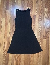 Loft Dress Women’s , Size 2,  Black/White Woven, Button Detail Feminine Business