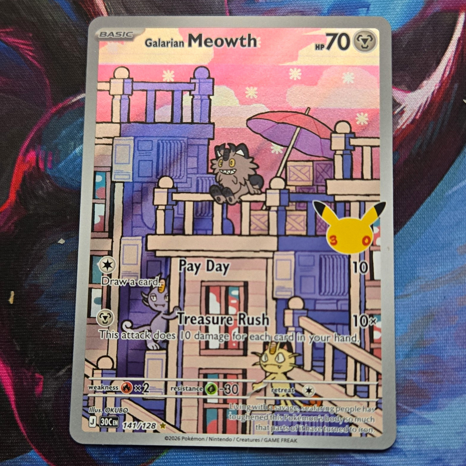 30th celebration Galarian Meowth 141/128 