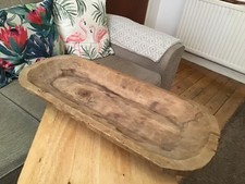 vintage farm primitive natural rustic wood dough bowl / trough