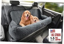Dog Car Seat Under 100LBS,Dog Car Bed with Safety Large Dog Car Bed Gray 