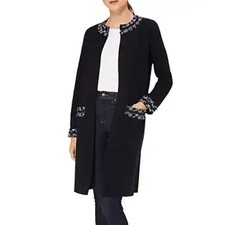 Hobbs London Frankie Tweed Trim Coatigan - Navy XS