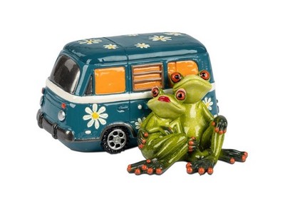 formano Dekofigur Frosch Froschpaar mit Camper Froschfigur 15x18 cm Kunststein