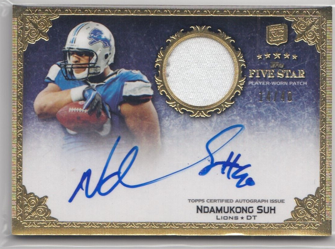 Ndamukong Suh Topps Five Star #171 Autograph Patch-Gold