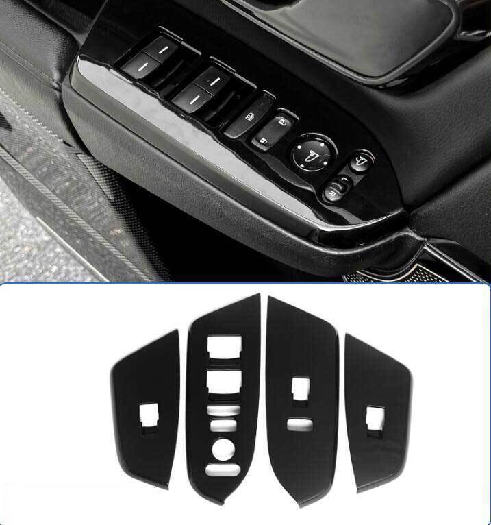 Borde de panel de bloqueo de elevación de ventana de vidrio negro brillante LX para Honda CRV CR-V 17-2022