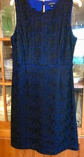 Land's End Little Black Party Dress Sleeveless Lace Overlay 10 Blue