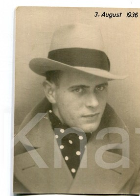 Old Photo Young Man Portrait 1936, 1930s, 8x12cm