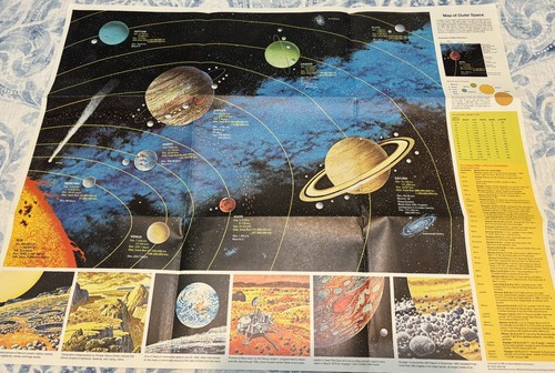 Vtg 1981 Map of Outer Space Rand McNally 26 x 33 Mariner 10 Viking Voyager 1