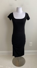 Monrow Charcoal  Side Ruched Midi Dress size S NWT