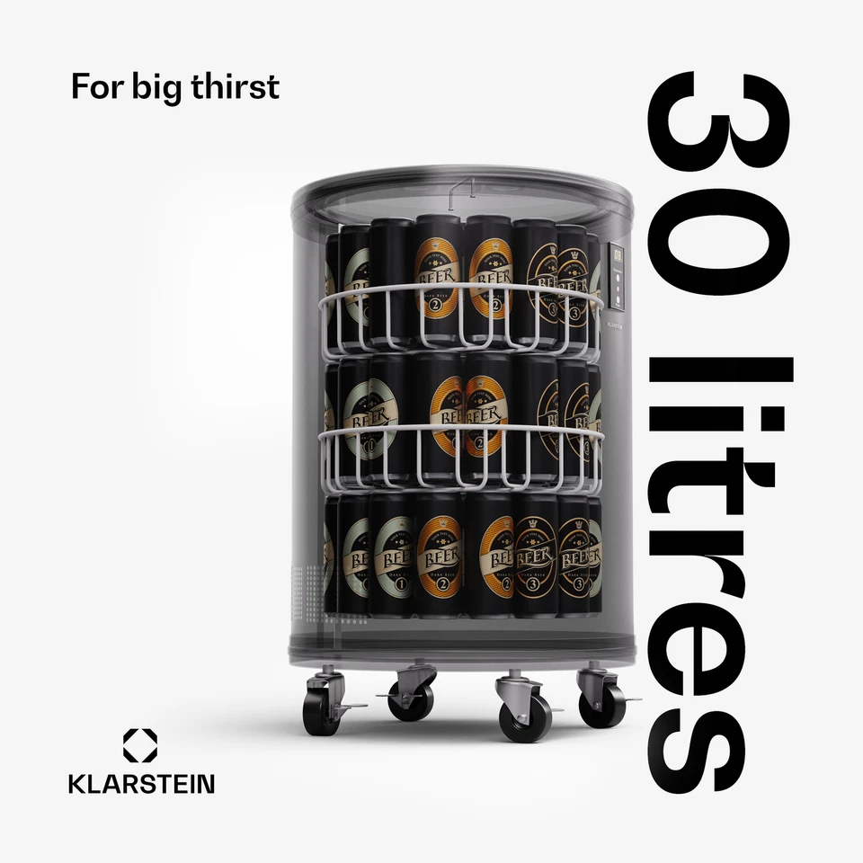 Enfriador de bebidas eléctrico refrigerador de botellas minibar 30 L camping móvil negro - Imagen 4 de 4