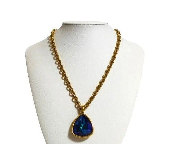 SAINT LAURENT (YSL) Rara collana vecchia YVES SAINT LAURENT pietra colorata vintage JP