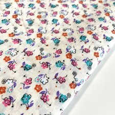 Vintage Florals on Cream Cotton Blend Fabric by the Half Yard