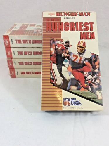 NFLSponsored by Hungrey Man Dinners "THE NFL'S HUNGRIEST MEN" 1989 Sealed Copy prezzo ebay