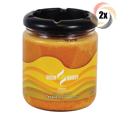 2x Candles Odor Buddy Tangie Lemon Orange Odor Eliminator Candle Ashtray | 12oz