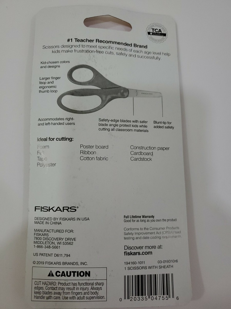 Kids Safety Scissors FISKARS 5 Inch Red Blunt Tip With Sheath