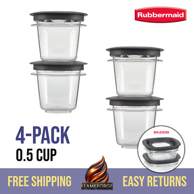 0.5 Cup (4 Pack) Rubbermaid Premier Easy Find Lids Food Storage Containers 4 oz