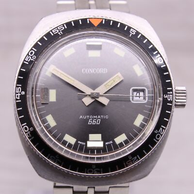Vintage Concord 660 Mens 37mm Stainless Steel Automatic Divers Style Watch  ETA