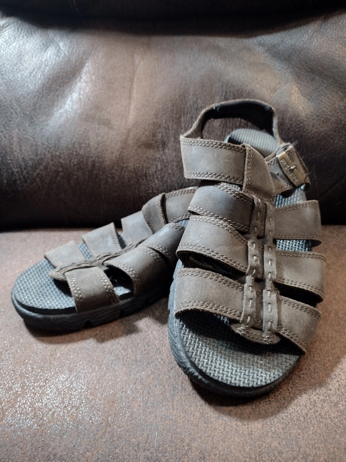 Sandali da pescatore Timberland Smart da uomo 9 M marroni in pelle cinturino fibbia 5720