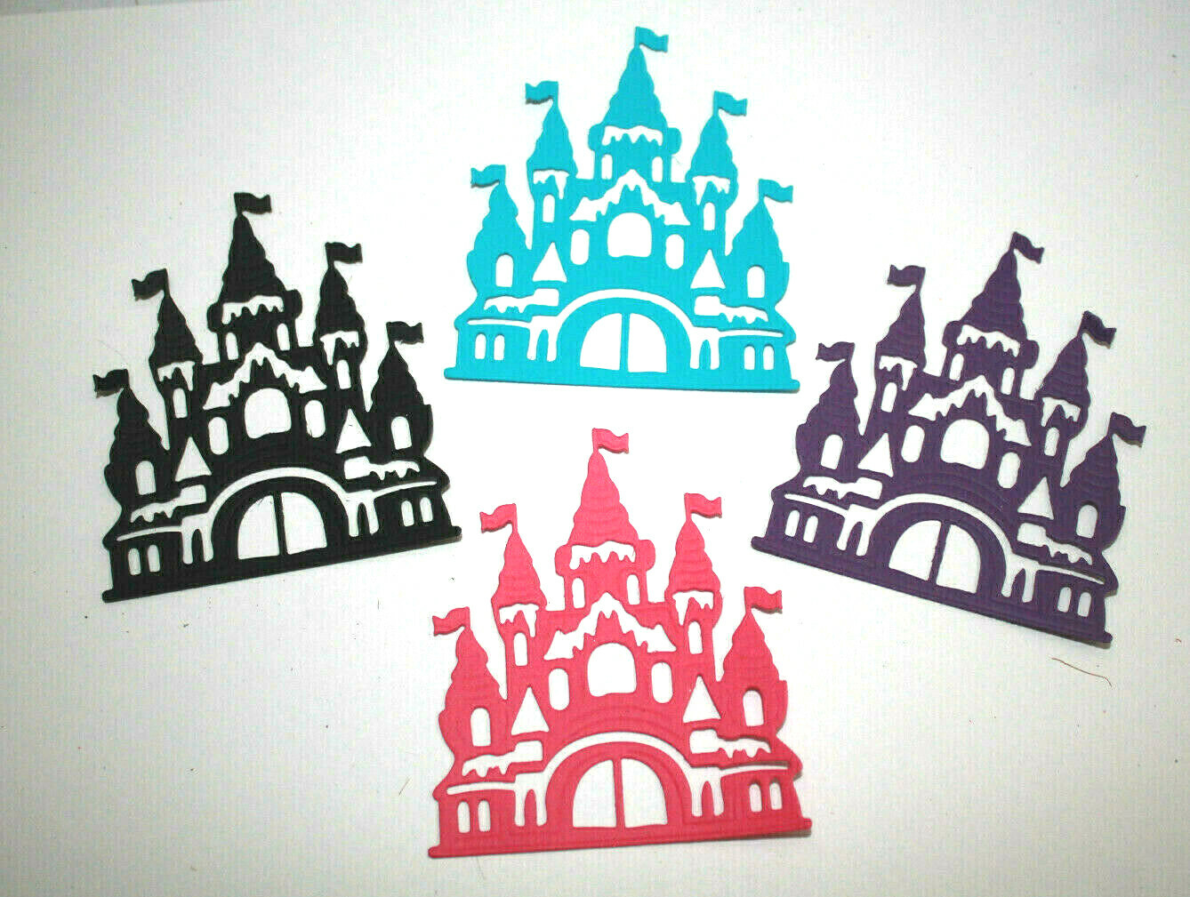 5 small CASTLE cardstock paper die cut embellishments scrapbook / card ...