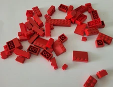 LEGO SET OF 53 PIECES – RED RANDOM SIZE BRICKS LEGOS! GREAT LOT!