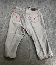 Crest Jeans Womens Size 18/20 Plus Gray Cropped w/ Contrast Red Stitching