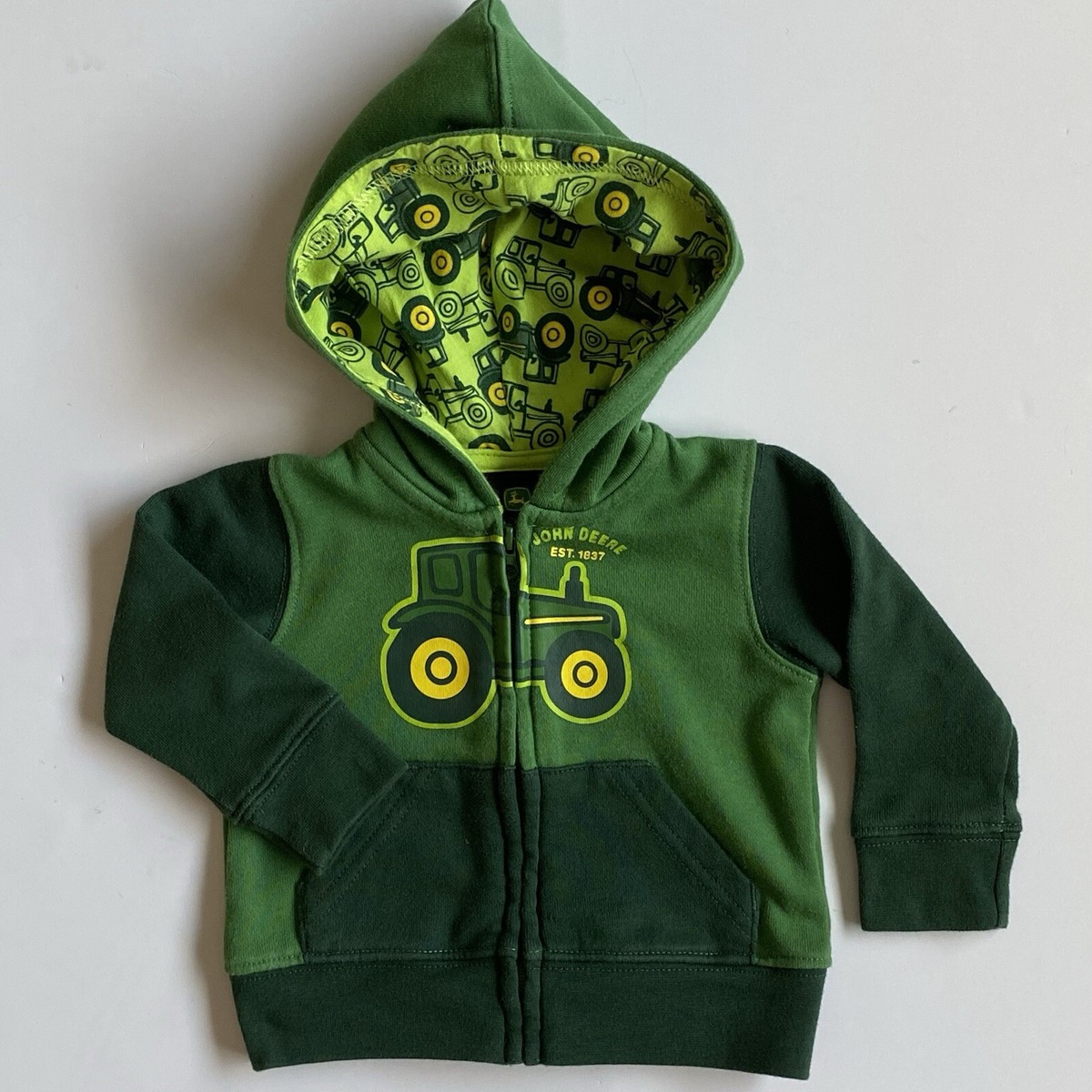 John Deere Hoodie Size Months Tractor Sweatshirt Zip Up Green Baby Boy  Girl