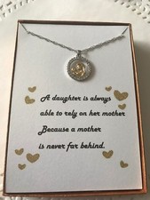 Mother and Daughter Silver Plated Crystal Pendant Necklace w/ love poem/Gift