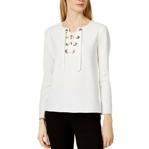 VINCE-CAMUTO-NEW-Women-039-s-Lace-up-Long-Sleeve-Blouse-Shirt-Top-TEDO