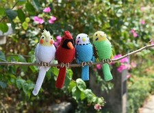 Amigurumi Budgie, Cacatúa Loro, Cardenal Pájaro Rojo Crochet Hecho a Mano Decoración