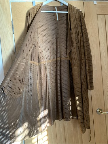 Gorgeous Women’s Brown Milestone Genuine Suede Leather Long Boho Jacket 14/16 L - Picture 6 of 24
