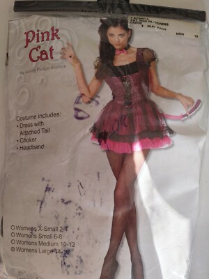 Cat Costume Dress With Tail Pink Black Large Living fiction
