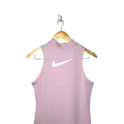 Nike Women's Light Pink Sportswear Swoosh Sleeveless 1/2-Zip Bodycon Dress Small - Picture 14 of 16