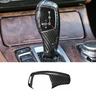 For BMW 7 Series 09-15 Dry Carbon Fiber Center Gear Shift Lever Knob Cover Trim
