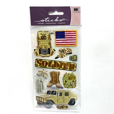 Sticko US Soldier Army Stickers Scrapbook Journals Planners Card Making