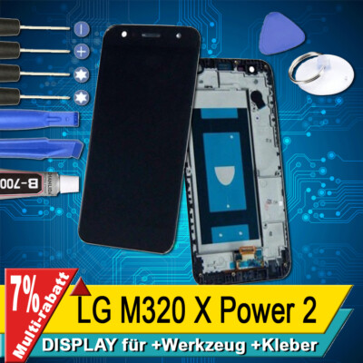 Display Für LG M320 X Power 2 Komplettes Bildschirm Lcd Touch Rahmen Schwarz +